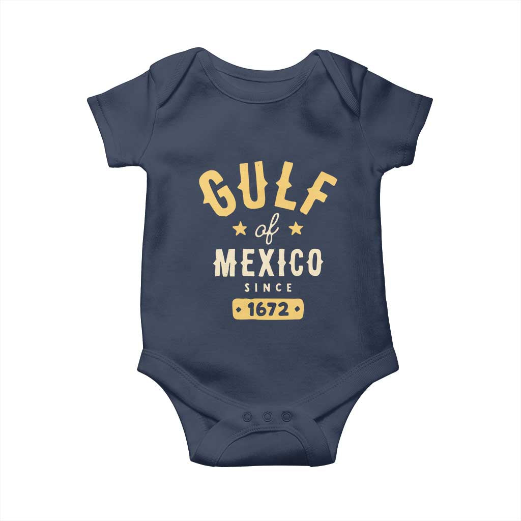 Gulf of Mexico Since 1672 Baby Onesie Golfo de Mexico Classic Vintage TS02 Navy Print Your Wear