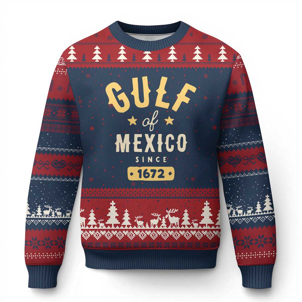 Gulf of Mexico Since 1672 Ugly Christmas Sweater Golfo de Mexico Classic Vintage TS02 Navy Red Print Your Wear