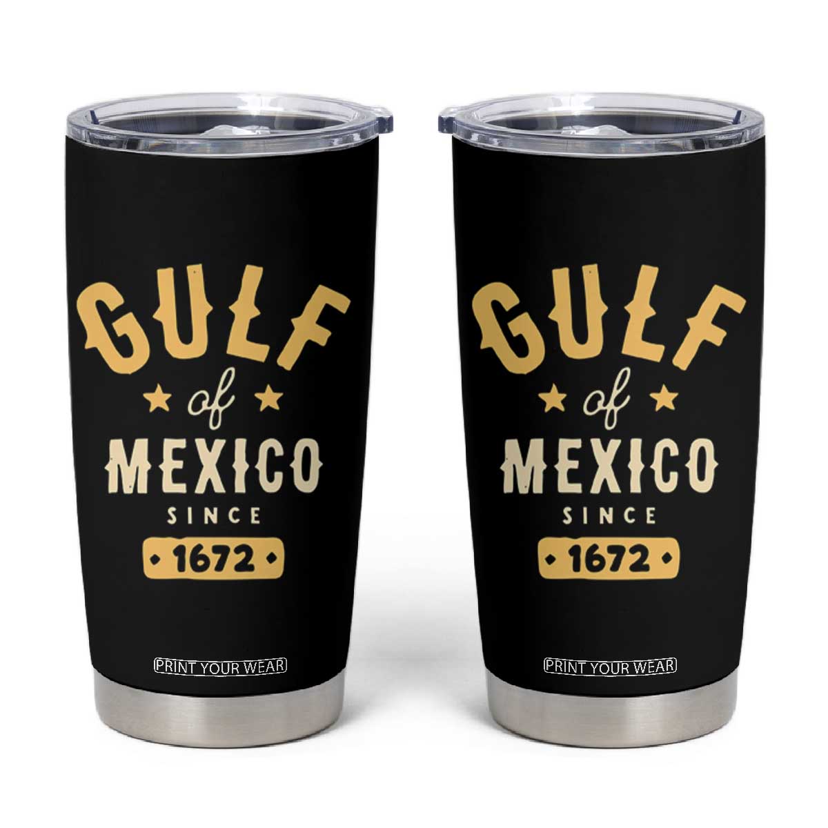 Gulf of Mexico Since 1672 Tumbler Cup Golfo de Mexico Classic Vintage TS02 Black Print Your Wear