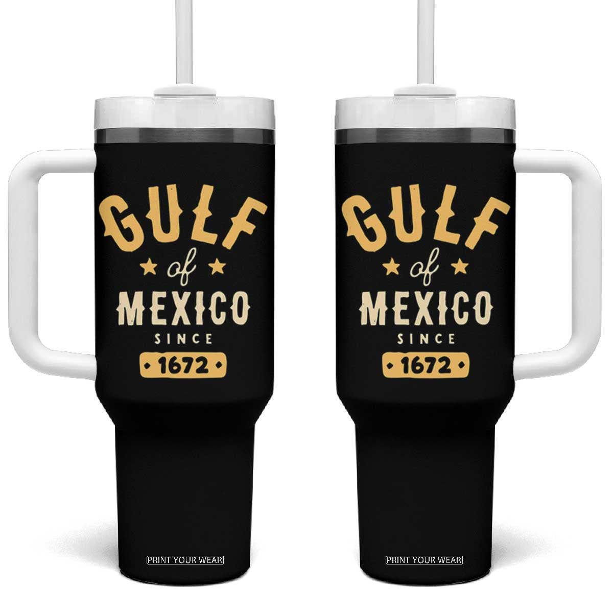Gulf of Mexico Since 1672 Tumbler With Handle Golfo de Mexico Classic Vintage TS02 One Size: 40 oz Black Print Your Wear