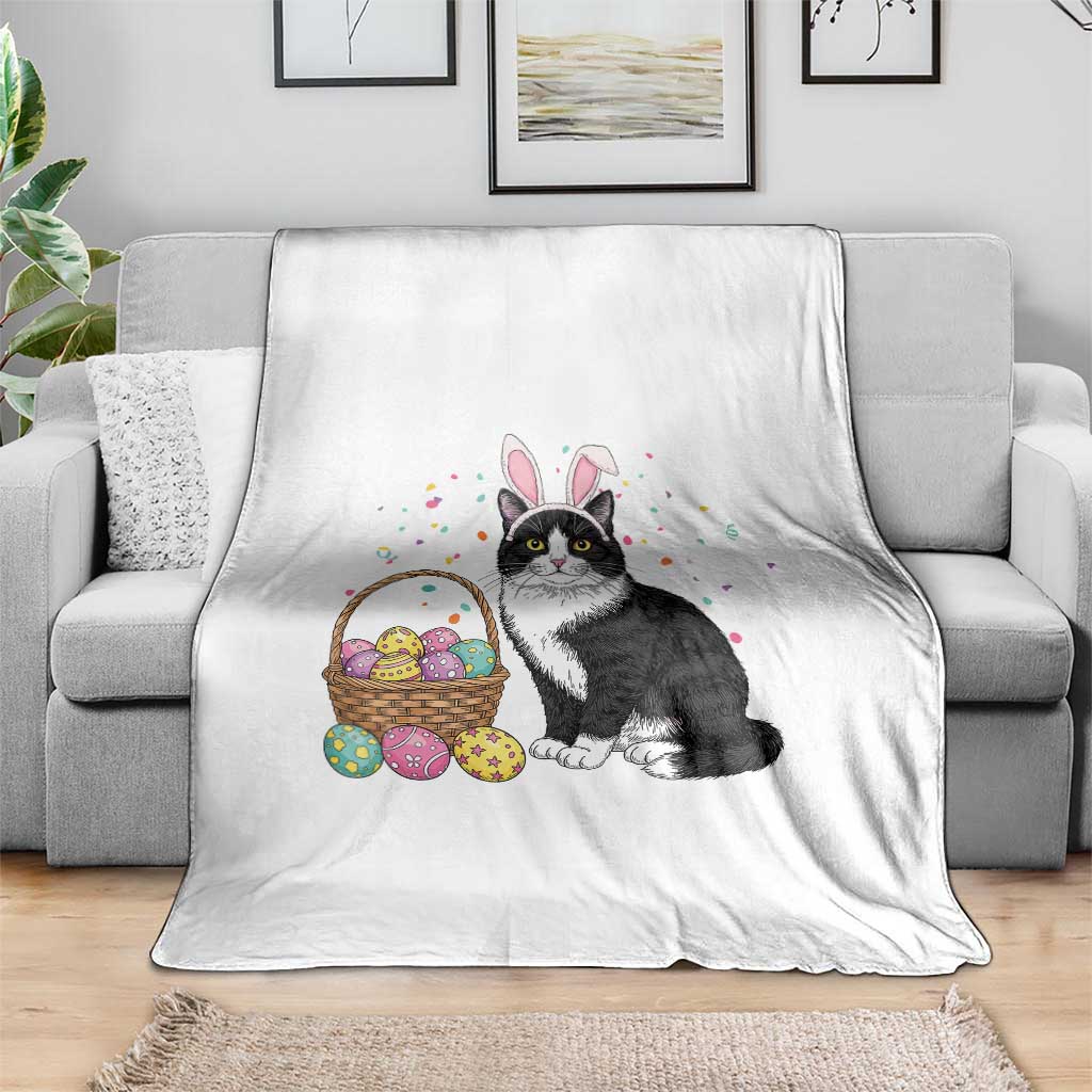 Easter Day Cat Bunny Ears Eggs Graphic Throw Blanket TS02 Print Your Wear
