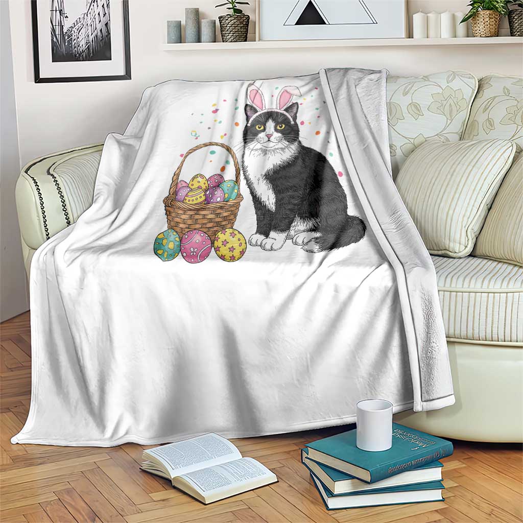 Easter Day Cat Bunny Ears Eggs Graphic Throw Blanket TS02 Print Your Wear