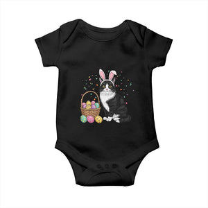 Easter Day Cat Bunny Ears Eggs Graphic Baby Onesie TS02 Black Print Your Wear