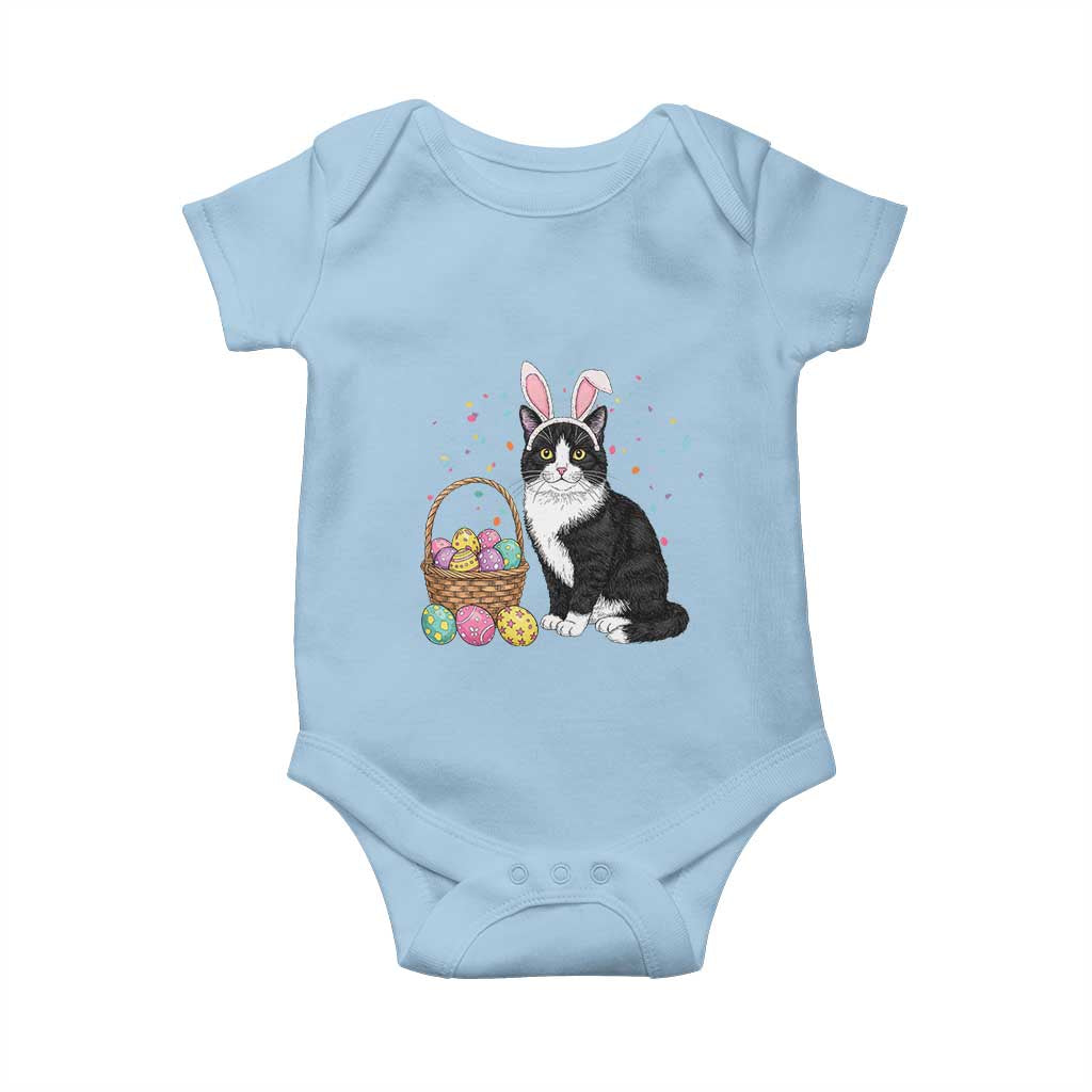 Easter Day Cat Bunny Ears Eggs Graphic Baby Onesie TS02 Light Blue Print Your Wear