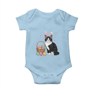 Easter Day Cat Bunny Ears Eggs Graphic Baby Onesie TS02 Light Blue Print Your Wear