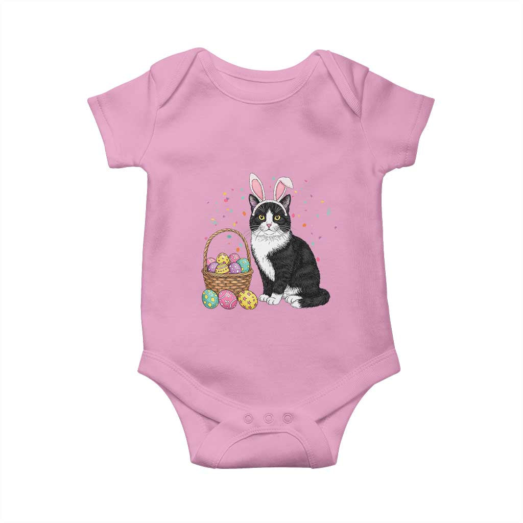 Easter Day Cat Bunny Ears Eggs Graphic Baby Onesie TS02 Light Pink Print Your Wear
