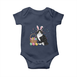 Easter Day Cat Bunny Ears Eggs Graphic Baby Onesie TS02 Navy Print Your Wear