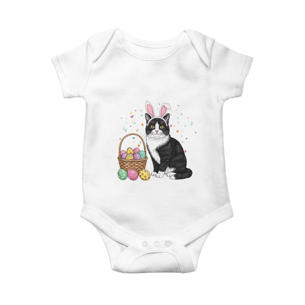Easter Day Cat Bunny Ears Eggs Graphic Baby Onesie TS02 White Print Your Wear