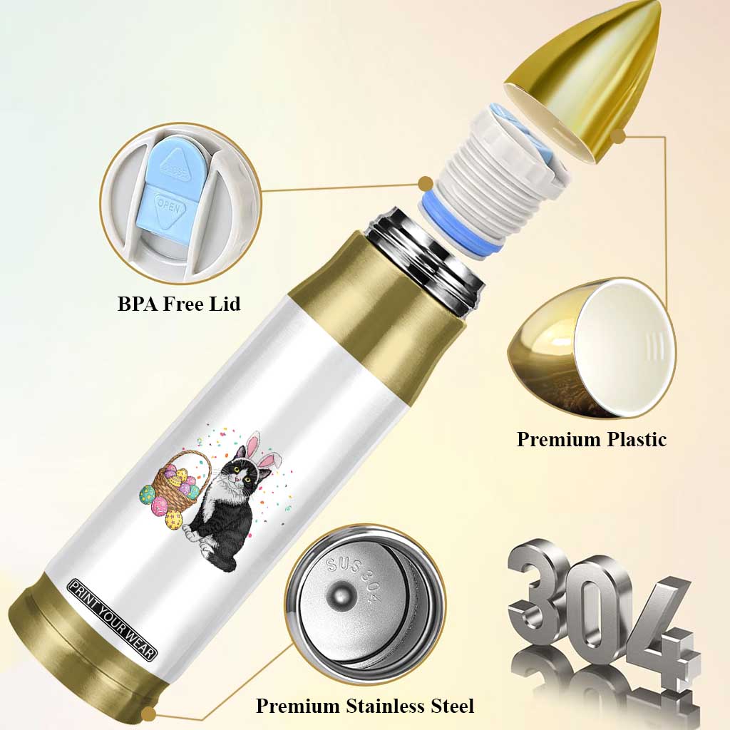 Easter Day Cat Bunny Ears Eggs Graphic Bullet Tumbler TS02 Print Your Wear