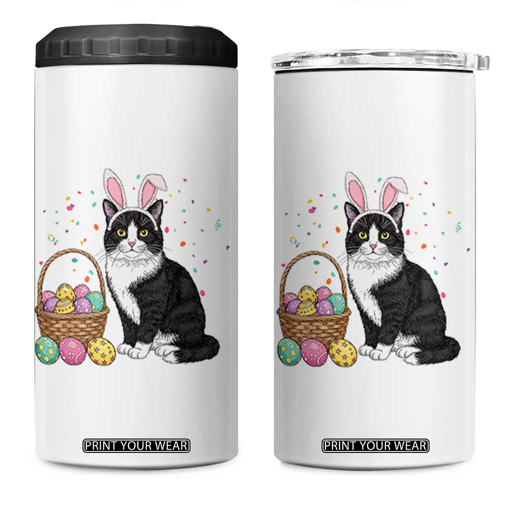 Easter Day Cat Bunny Ears Eggs Graphic 4 in 1 Can Cooler Tumbler TS02 One Size: 16 oz White Print Your Wear