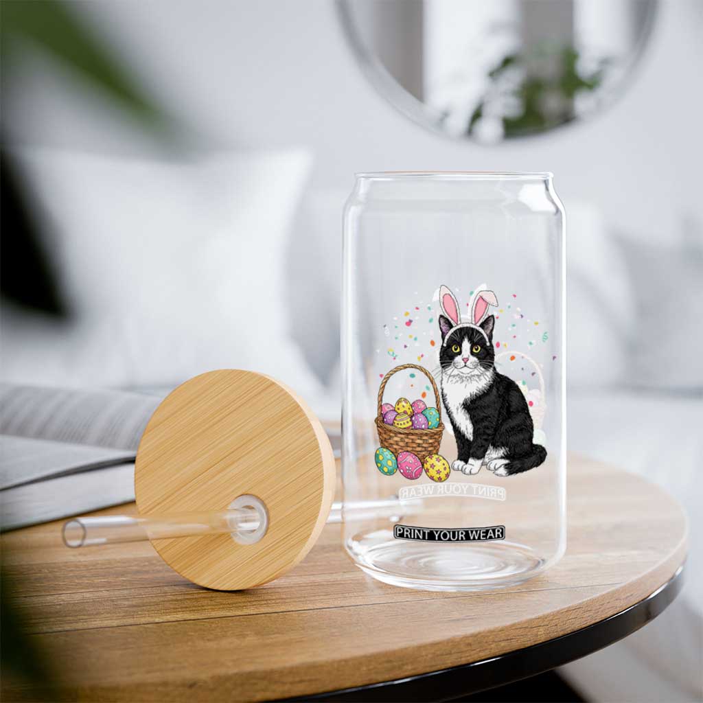 Easter Day Cat Bunny Ears Eggs Graphic Glass Can TS02 Print Your Wear