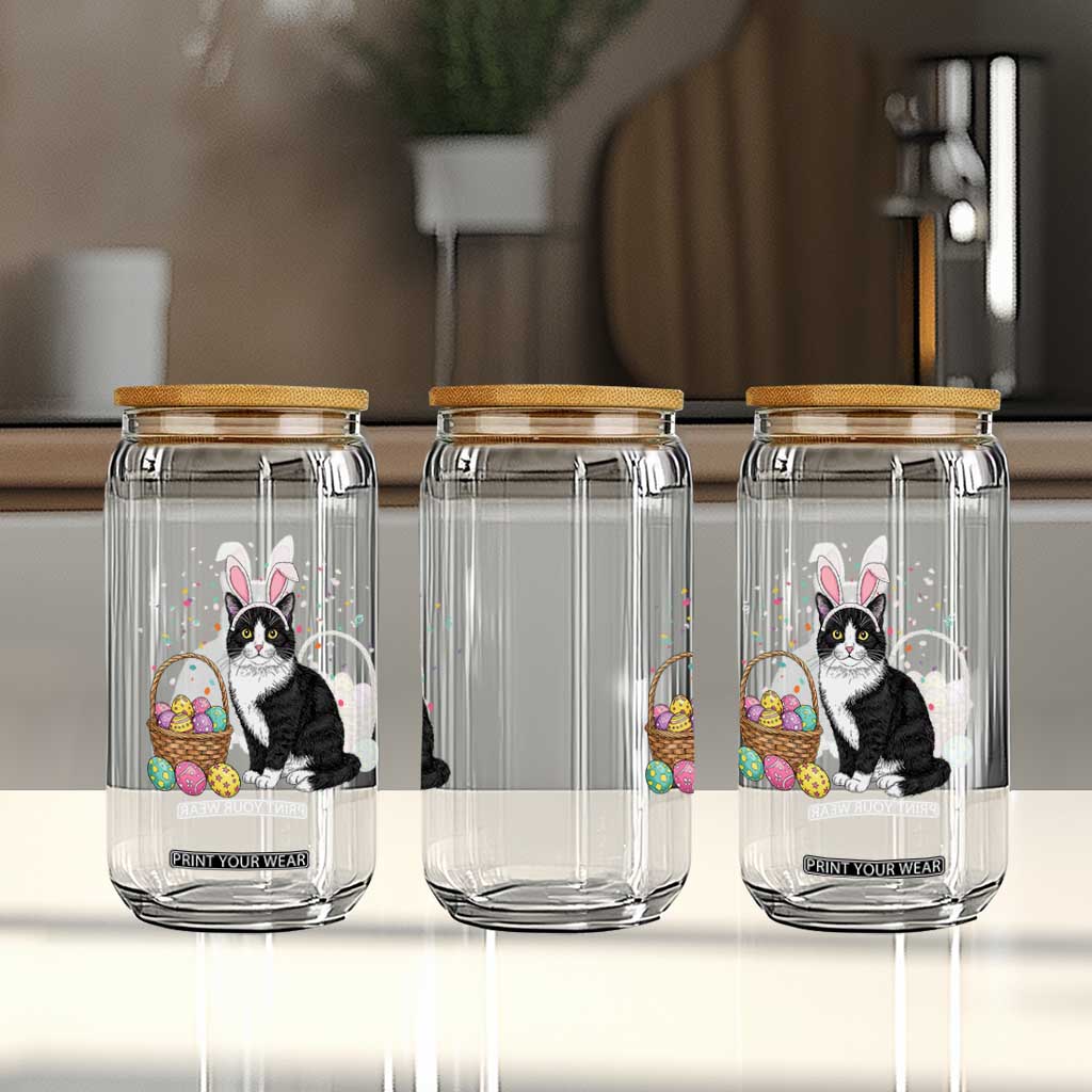Easter Day Cat Bunny Ears Eggs Graphic Glass Can TS02 Print Your Wear