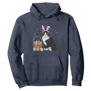 Easter Day Cat Bunny Ears Eggs Graphic Hoodie TS02 Navy Print Your Wear