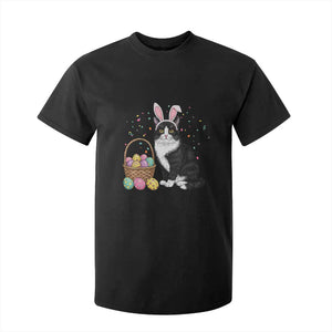 Easter Day Cat Bunny Ears Eggs Graphic T Shirt For Kid TS02 Black Print Your Wear