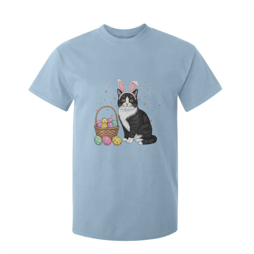 Easter Day Cat Bunny Ears Eggs Graphic T Shirt For Kid TS02 Light Blue Print Your Wear