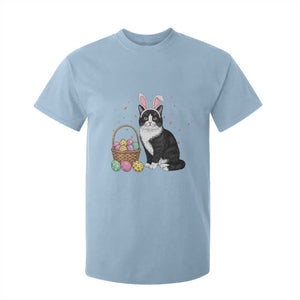 Easter Day Cat Bunny Ears Eggs Graphic T Shirt For Kid TS02 Light Blue Print Your Wear