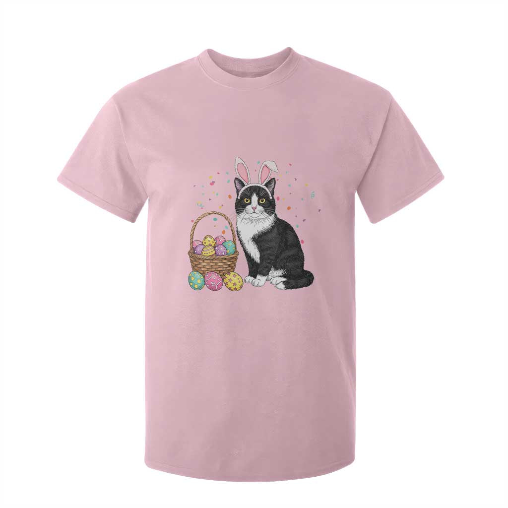 Easter Day Cat Bunny Ears Eggs Graphic T Shirt For Kid TS02 Light Pink Print Your Wear