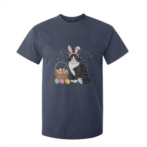 Easter Day Cat Bunny Ears Eggs Graphic T Shirt For Kid TS02 Navy Print Your Wear