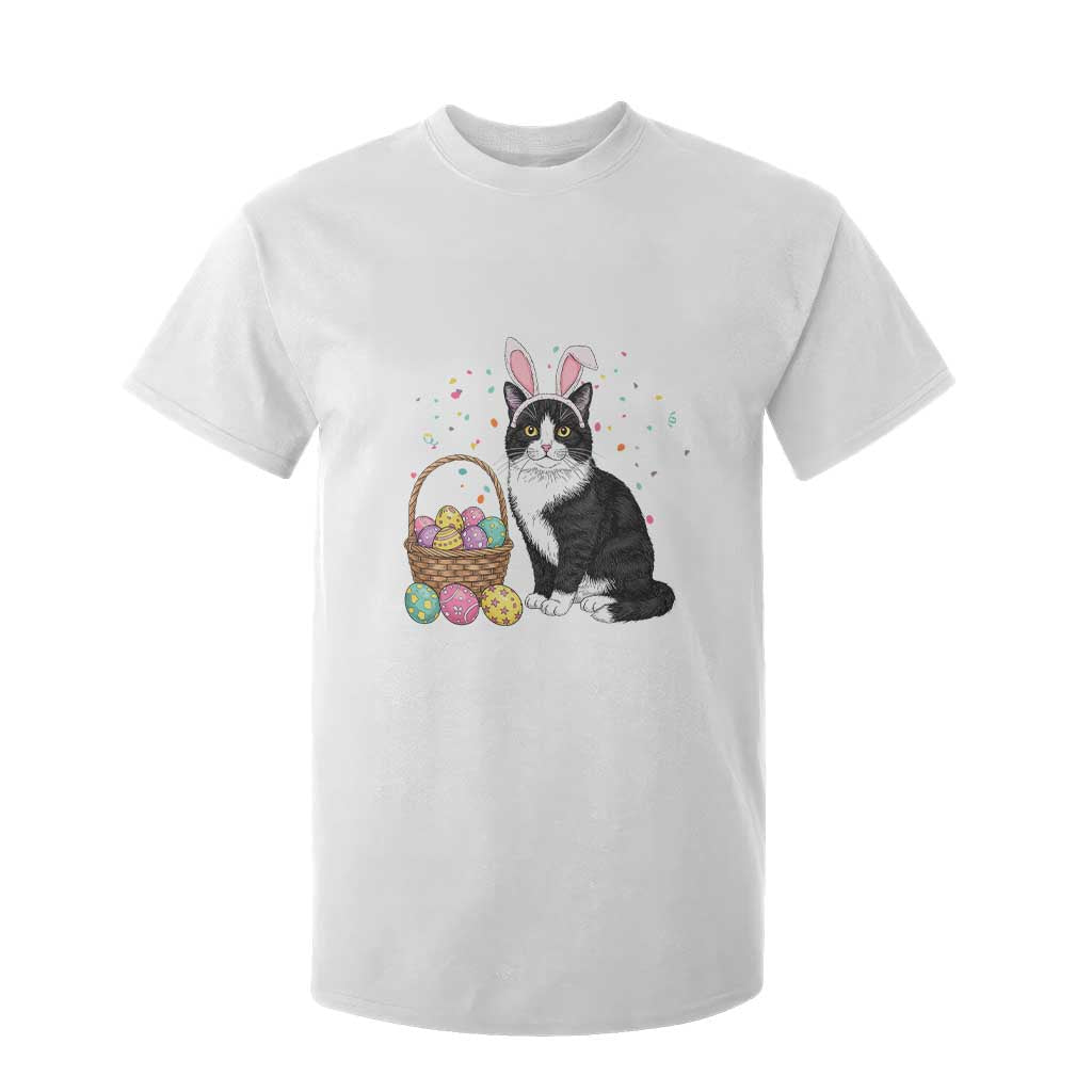 Easter Day Cat Bunny Ears Eggs Graphic T Shirt For Kid TS02 White Print Your Wear