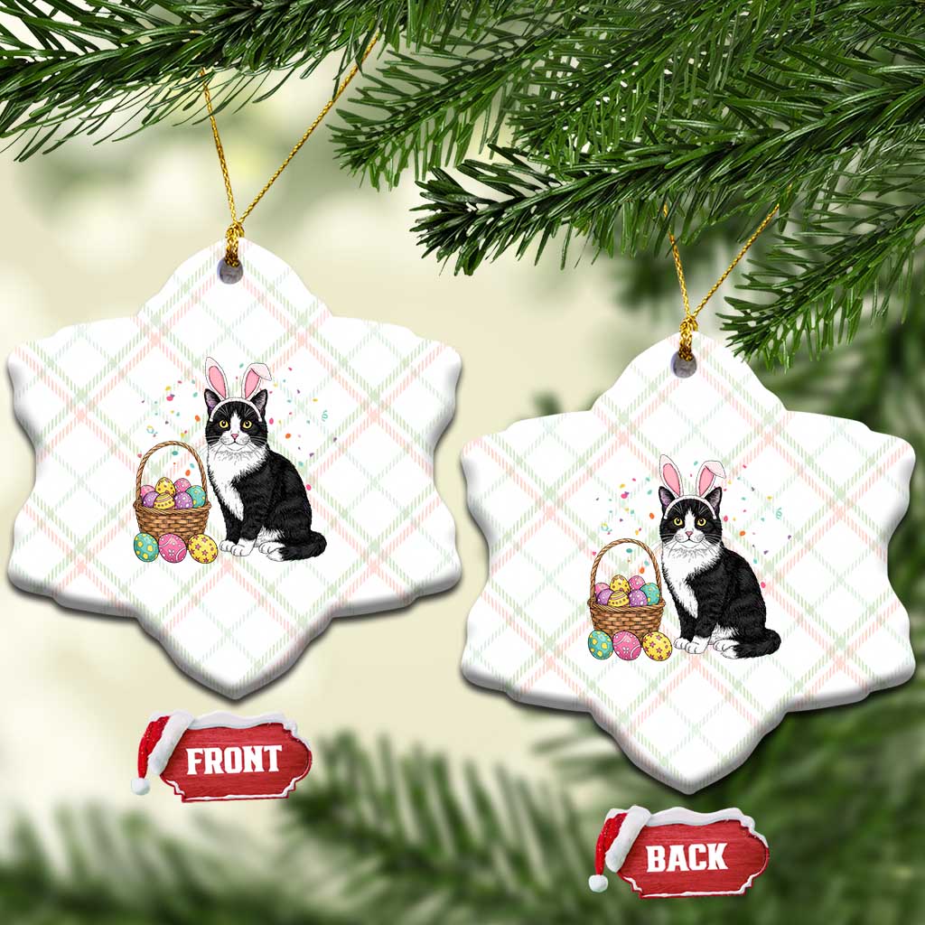 Easter Day Cat Bunny Ears Eggs Graphic Ceramic Ornament TS02 Print Your Wear