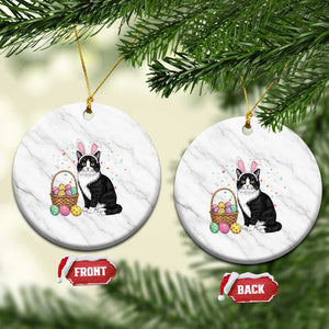 Easter Day Cat Bunny Ears Eggs Graphic Ceramic Ornament TS02 1pc White Marble Print Your Wear