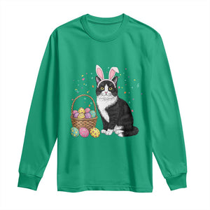 Easter Day Cat Bunny Ears Eggs Graphic Long Sleeve Shirt TS02 Irish Green Print Your Wear