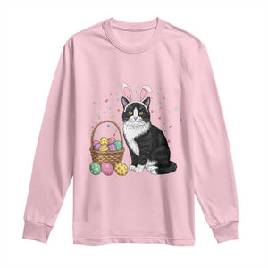 Easter Day Cat Bunny Ears Eggs Graphic Long Sleeve Shirt TS02 Light Pink Print Your Wear