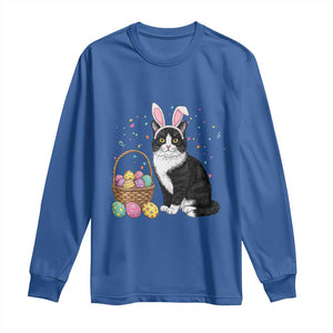 Easter Day Cat Bunny Ears Eggs Graphic Long Sleeve Shirt TS02 Royal Blue Print Your Wear