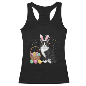 Easter Day Cat Bunny Ears Eggs Graphic Racerback Tank Top TS02 Black Print Your Wear