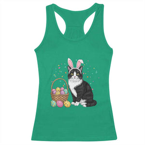 Easter Day Cat Bunny Ears Eggs Graphic Racerback Tank Top TS02 Irish Green Print Your Wear