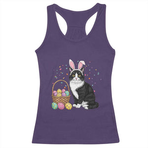 Easter Day Cat Bunny Ears Eggs Graphic Racerback Tank Top TS02 Purple Print Your Wear