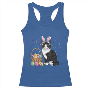Easter Day Cat Bunny Ears Eggs Graphic Racerback Tank Top TS02 Royal Blue Print Your Wear