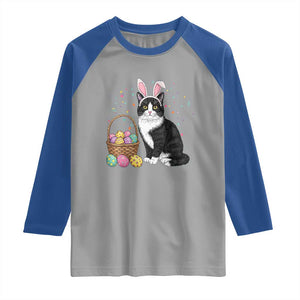 Easter Day Cat Bunny Ears Eggs Graphic Raglan Shirt TS02 Sport Gray Royal Print Your Wear