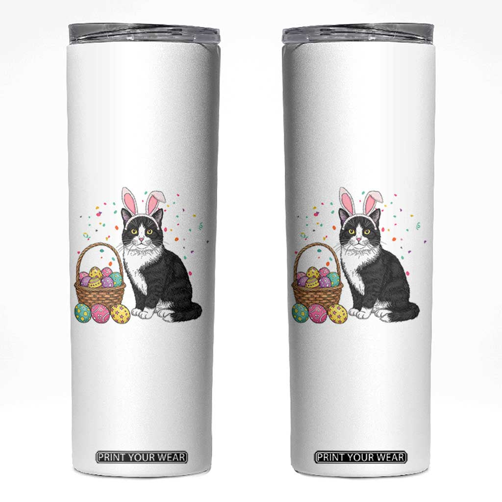 Easter Day Cat Bunny Ears Eggs Graphic Skinny Tumbler TS02 White Print Your Wear