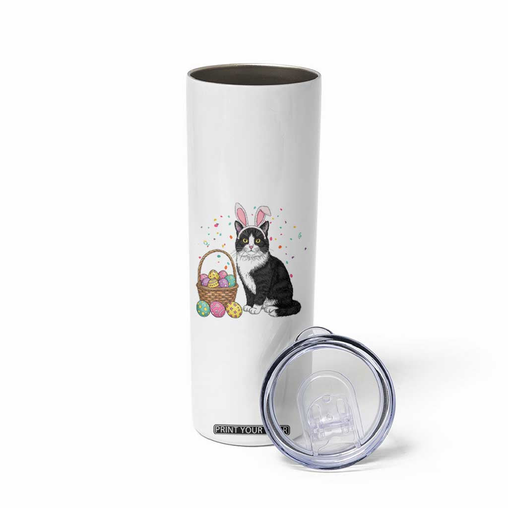Easter Day Cat Bunny Ears Eggs Graphic Skinny Tumbler TS02 Print Your Wear