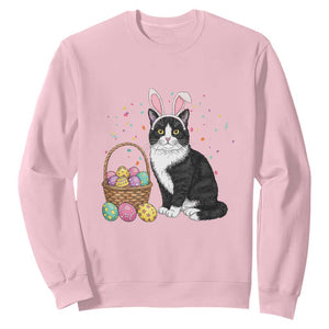 Easter Day Cat Bunny Ears Eggs Graphic Sweatshirt TS02 Light Pink Print Your Wear