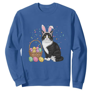Easter Day Cat Bunny Ears Eggs Graphic Sweatshirt TS02 Royal Blue Print Your Wear