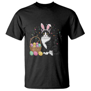 Easter Day Cat Bunny Ears Eggs Graphic T Shirt TS02 Black Print Your Wear