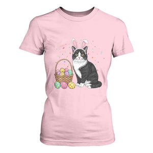 Easter Day Cat Bunny Ears Eggs Graphic T Shirt For Women TS02 Light Pink Print Your Wear