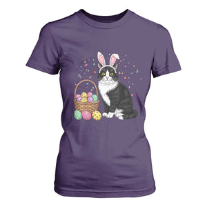 Easter Day Cat Bunny Ears Eggs Graphic T Shirt For Women TS02 Purple Print Your Wear