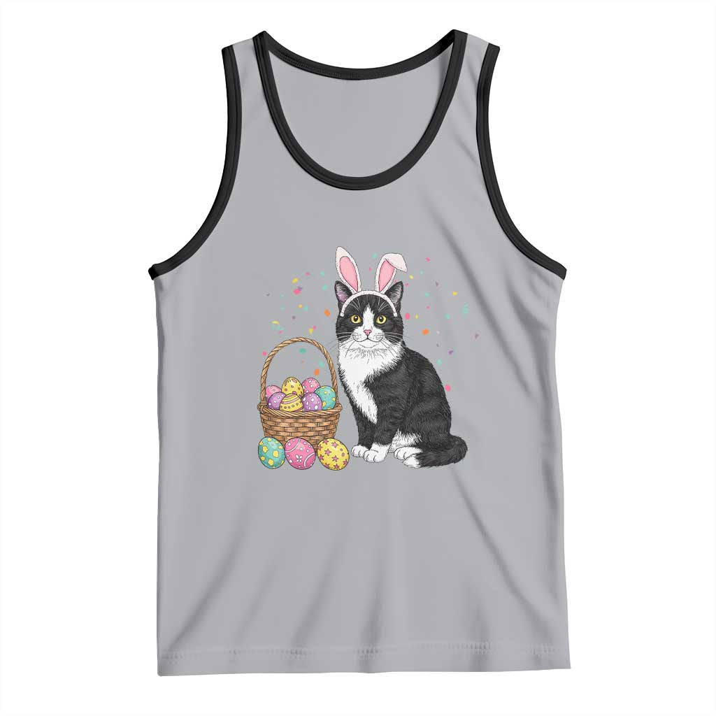 Easter Day Cat Bunny Ears Eggs Graphic Tank Top TS02 Athletic Heather Black Print Your Wear