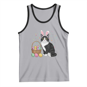 Easter Day Cat Bunny Ears Eggs Graphic Tank Top TS02 Athletic Heather Black Print Your Wear