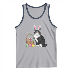Easter Day Cat Bunny Ears Eggs Graphic Tank Top TS02 Athletic Heather Navy Print Your Wear