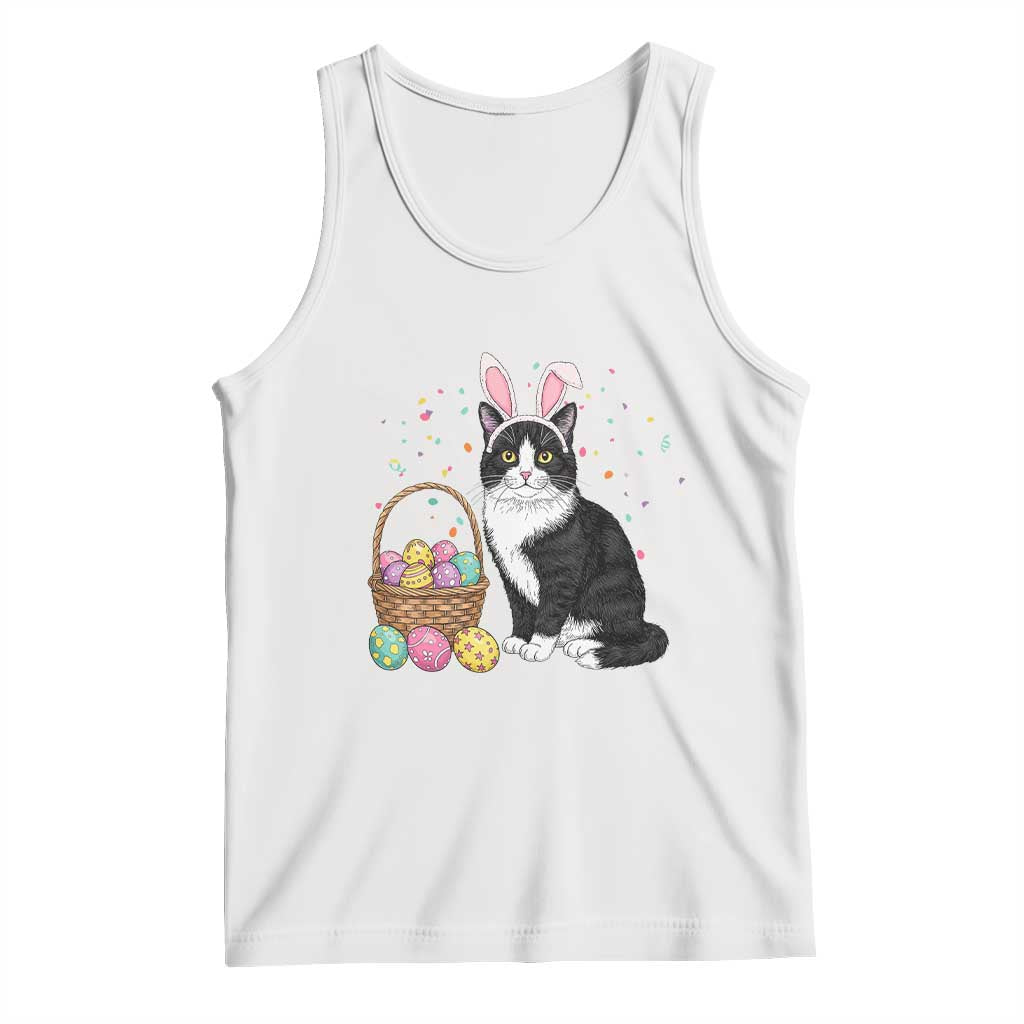 Easter Day Cat Bunny Ears Eggs Graphic Tank Top TS02 White Print Your Wear