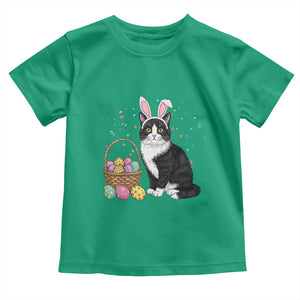 Easter Day Cat Bunny Ears Eggs Graphic Toddler T Shirt TS02 Irish Green Print Your Wear