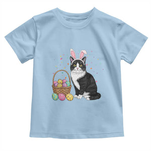 Easter Day Cat Bunny Ears Eggs Graphic Toddler T Shirt TS02 Light Blue Print Your Wear