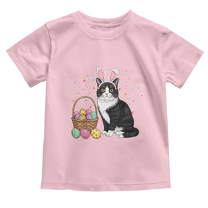 Easter Day Cat Bunny Ears Eggs Graphic Toddler T Shirt TS02 Light Pink Print Your Wear