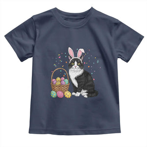 Easter Day Cat Bunny Ears Eggs Graphic Toddler T Shirt TS02 Navy Print Your Wear
