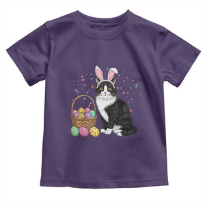 Easter Day Cat Bunny Ears Eggs Graphic Toddler T Shirt TS02 Purple Print Your Wear