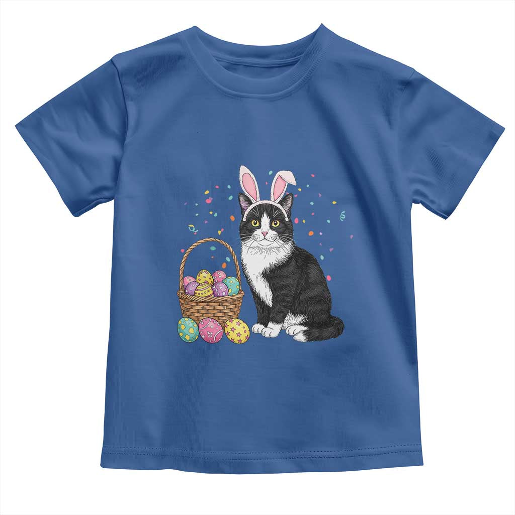 Easter Day Cat Bunny Ears Eggs Graphic Toddler T Shirt TS02 Royal Blue Print Your Wear